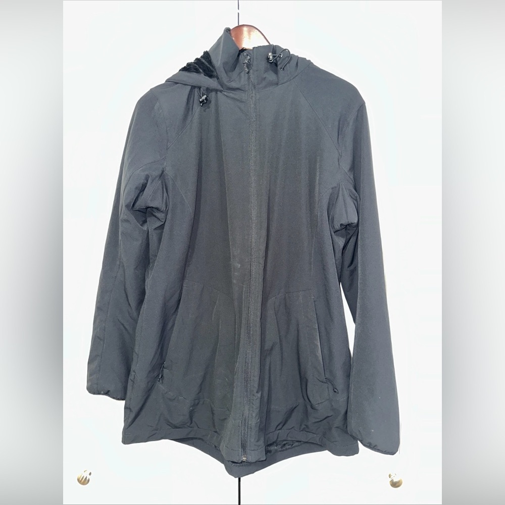 Duluth Trading Co Faux Fur Lined Hooded Full Zip Jacket L